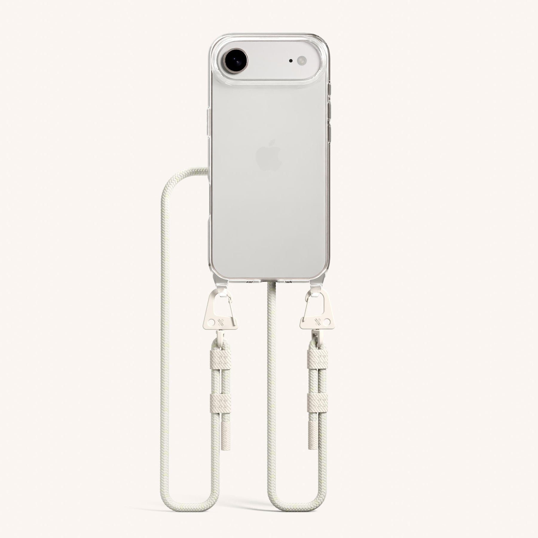 Phone Necklace with Carabiner Rope in Clear + Chalk