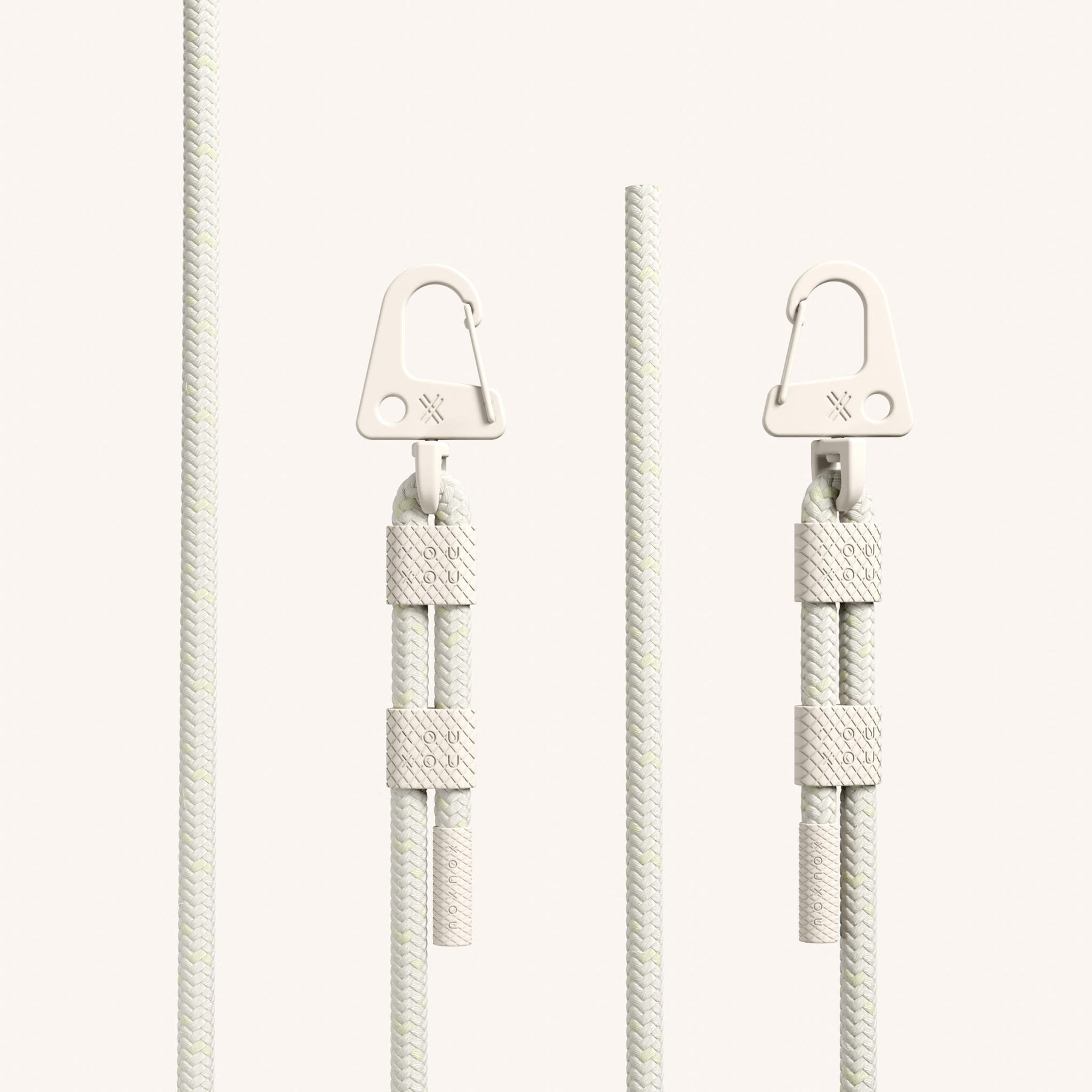 Phone Necklace with Carabiner Rope in Clear + Chalk