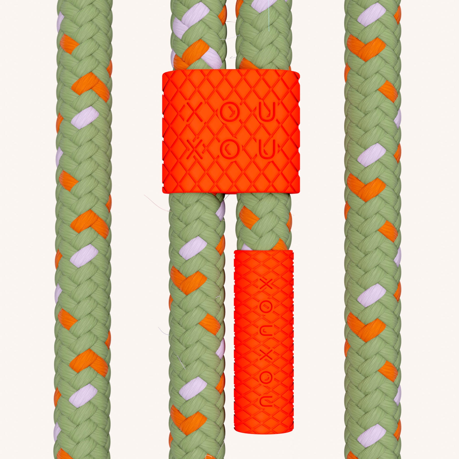 Phone Necklace with Carabiner Rope in Sunny Lime Clear + Orange Camouflage