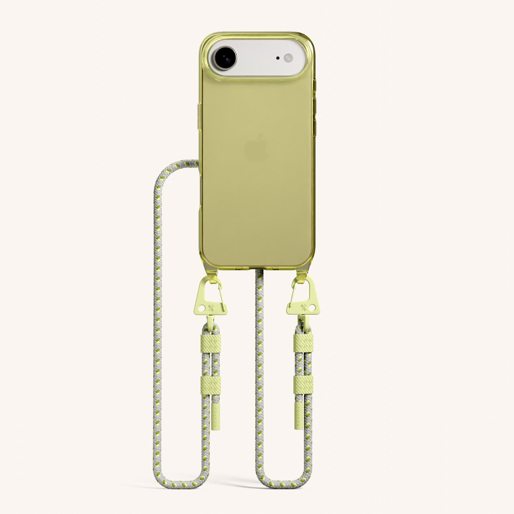 Phone Necklace with Carabiner Rope in Sunny Lime Clear + Spotted Y2K