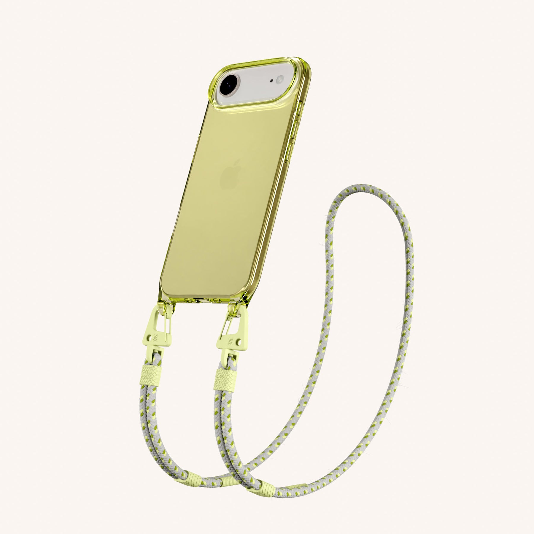 Phone Necklace with Carabiner Rope in Sunny Lime Clear + Spotted Y2K