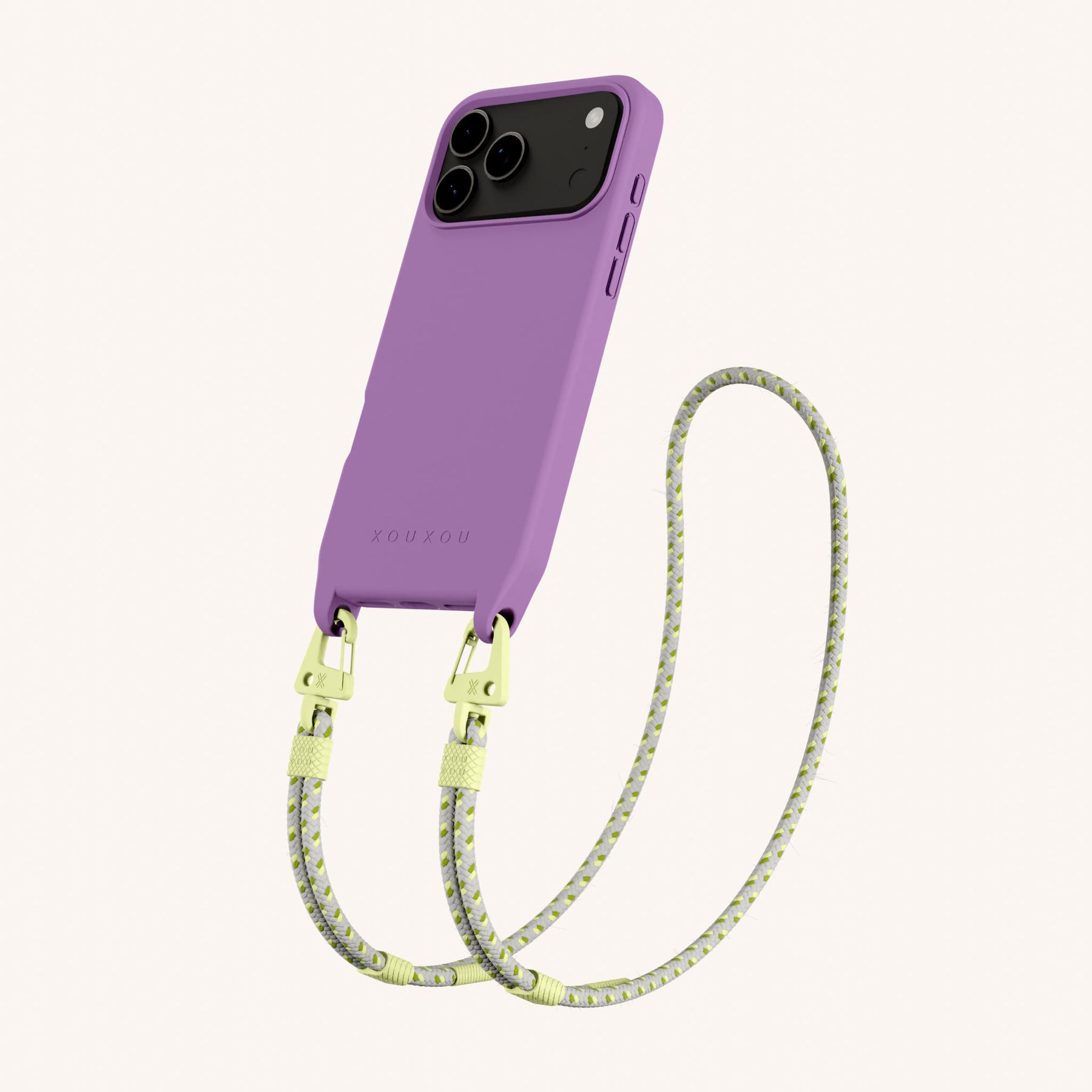 Phone Necklace with Carabiner Rope in Lavender + Spotted Y2K