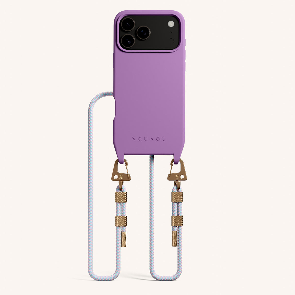 Phone Necklace with Carabiner Rope for iPhone 17 Pro Max with MagSafe in Lavender and Vibrant Total View | XOUXOU #phone model_iphone 17 pro max