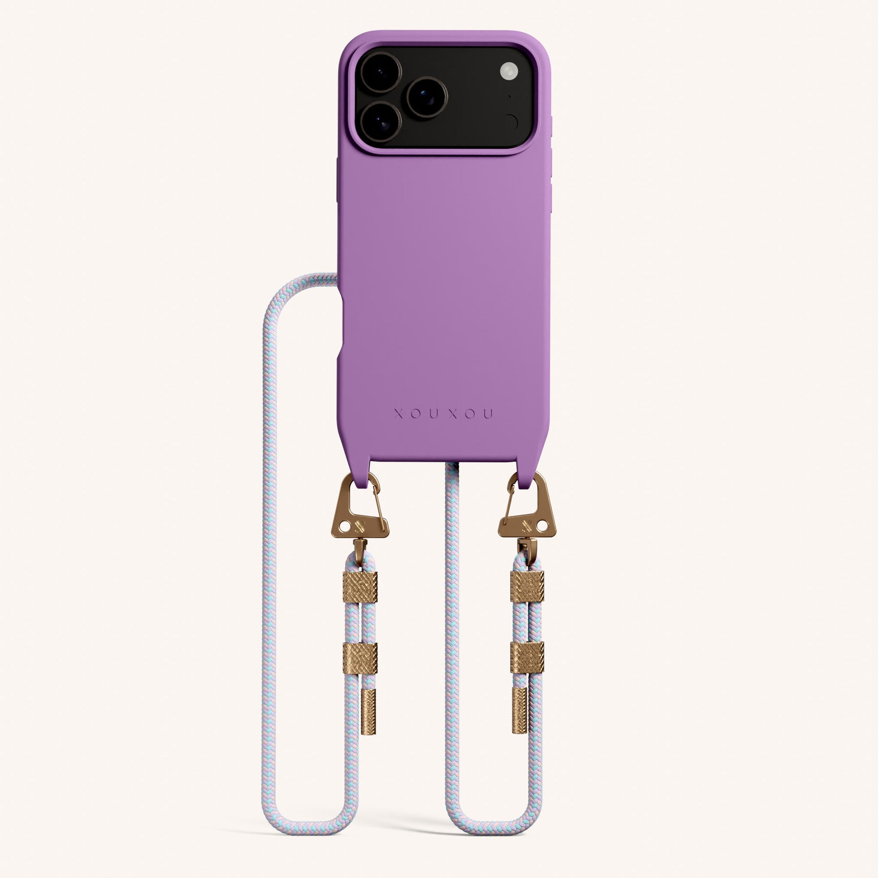 Phone Necklace with Carabiner Rope in Lavender + Vibrant Pastel
