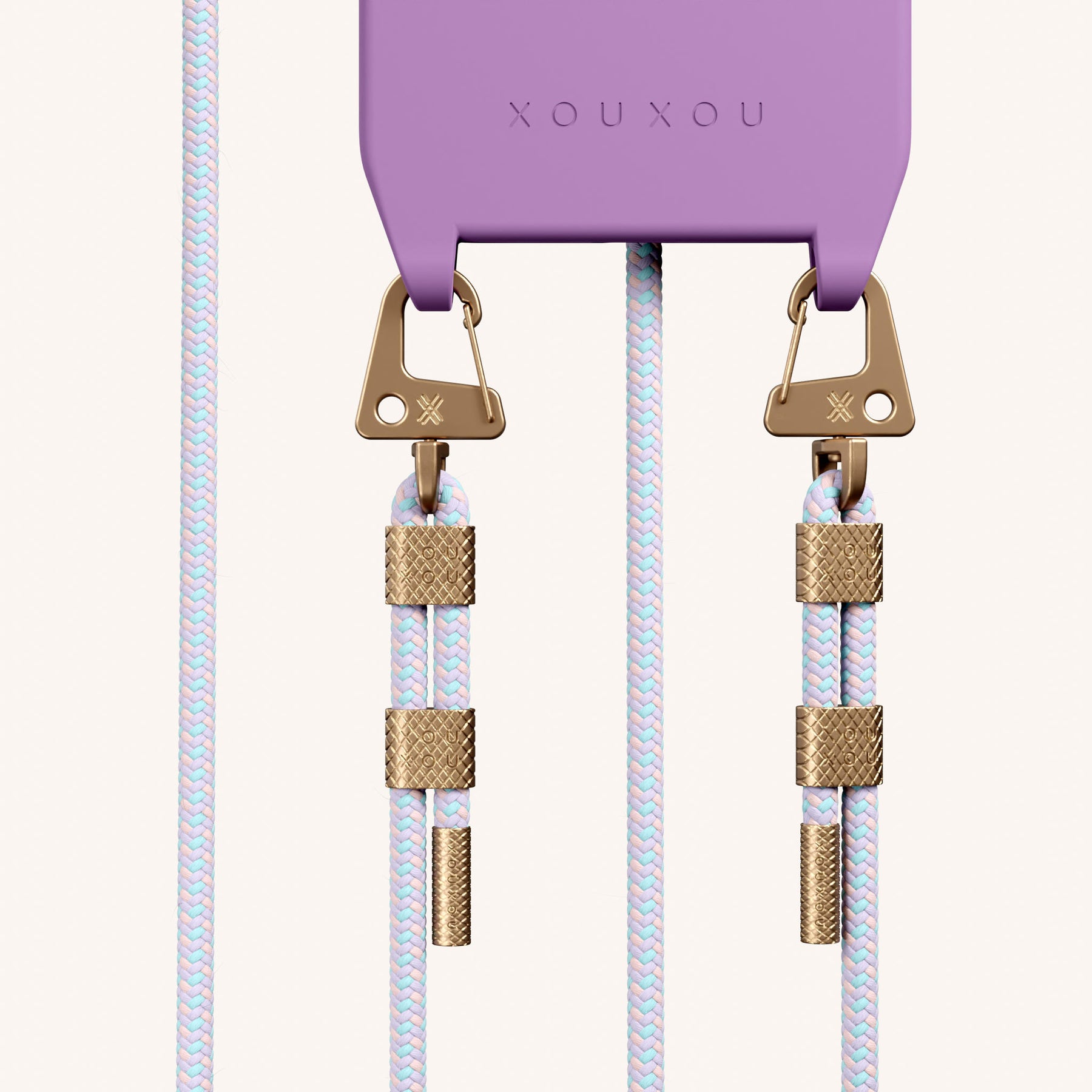 Phone Necklace with Carabiner Rope in Lavender + Vibrant Pastel