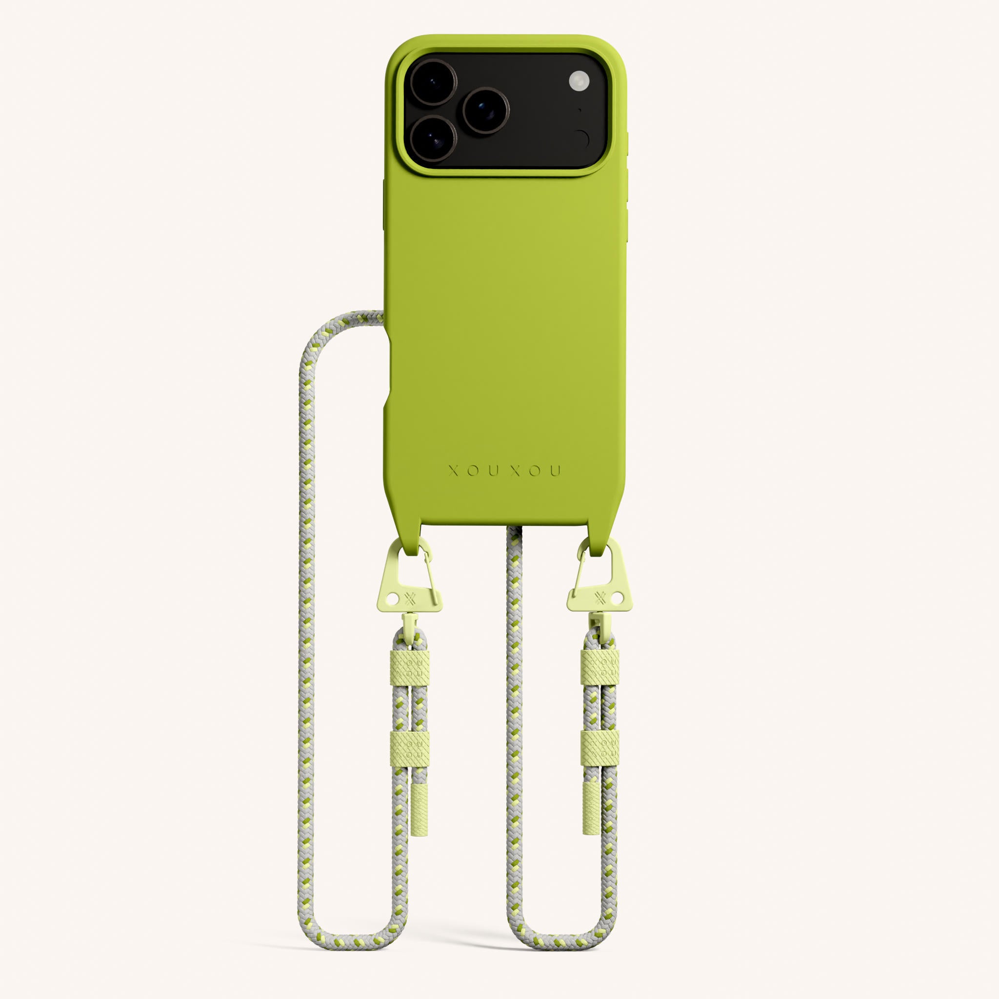 Phone Necklace with Carabiner Rope in Olive