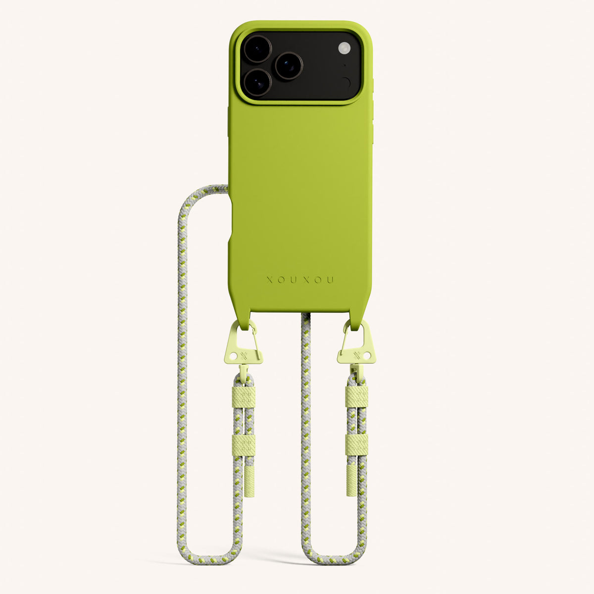 Phone Necklace with Carabiner Rope for iPhone 17 Pro Max with MagSafe in Olive and Spotted Total View | XOUXOU #phone model_iphone 17 pro max