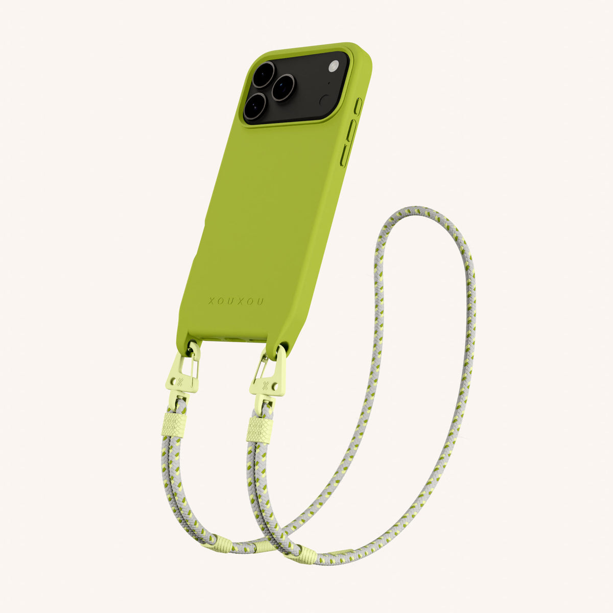 Phone Necklace with Carabiner Rope for iPhone 17 Pro Max with MagSafe in Olive and Spotted Total View | XOUXOU #phone model_iphone 17 pro max