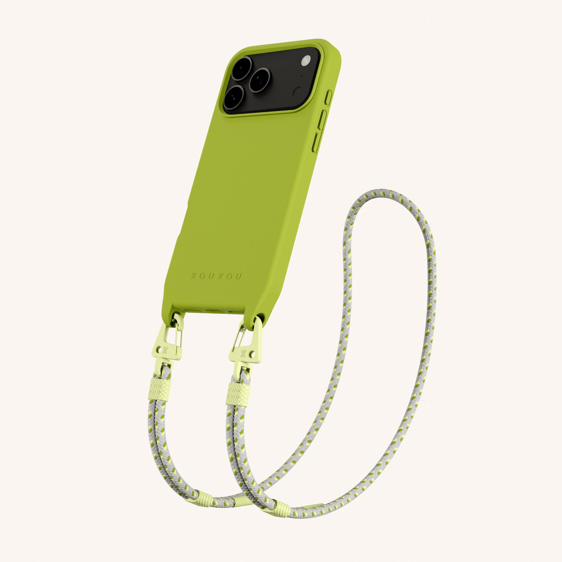 Phone Necklace with Carabiner Rope in Olive