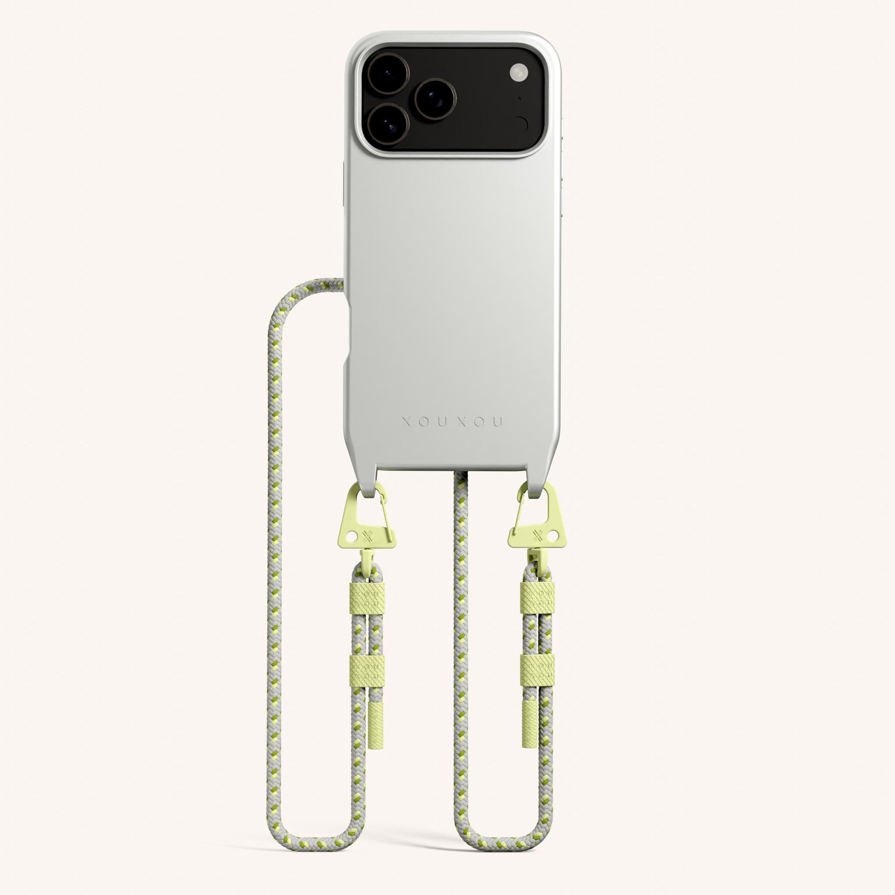 Phone Necklace with Carabiner Rope in Y2K Silver