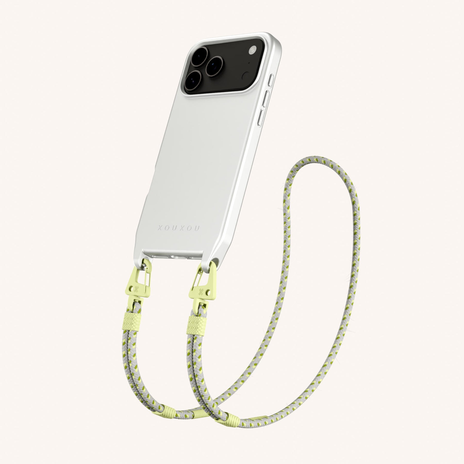 Phone Necklace with Carabiner Rope in Y2K Silver