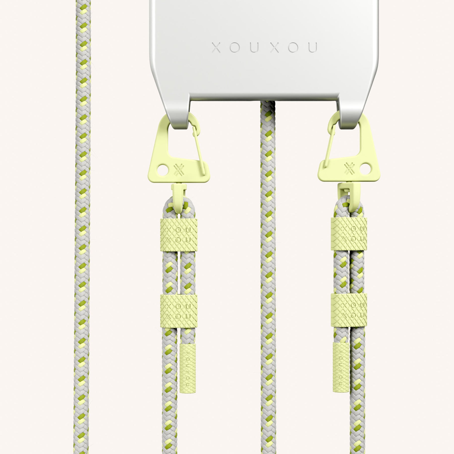 Phone Necklace with Carabiner Rope in Y2K Silver