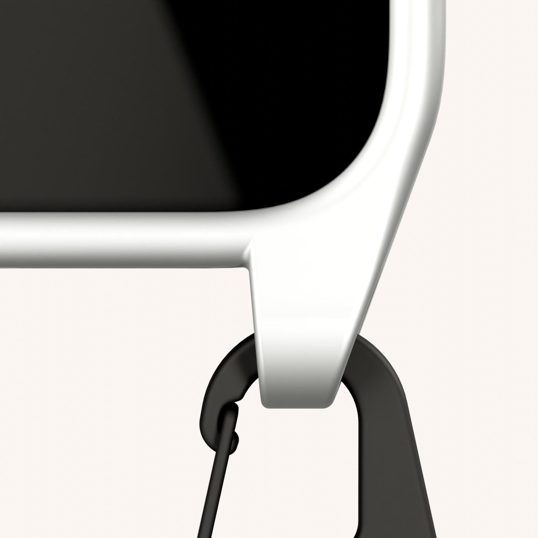 Phone Necklace with Carabiner Rope in Y2K Silver + Black