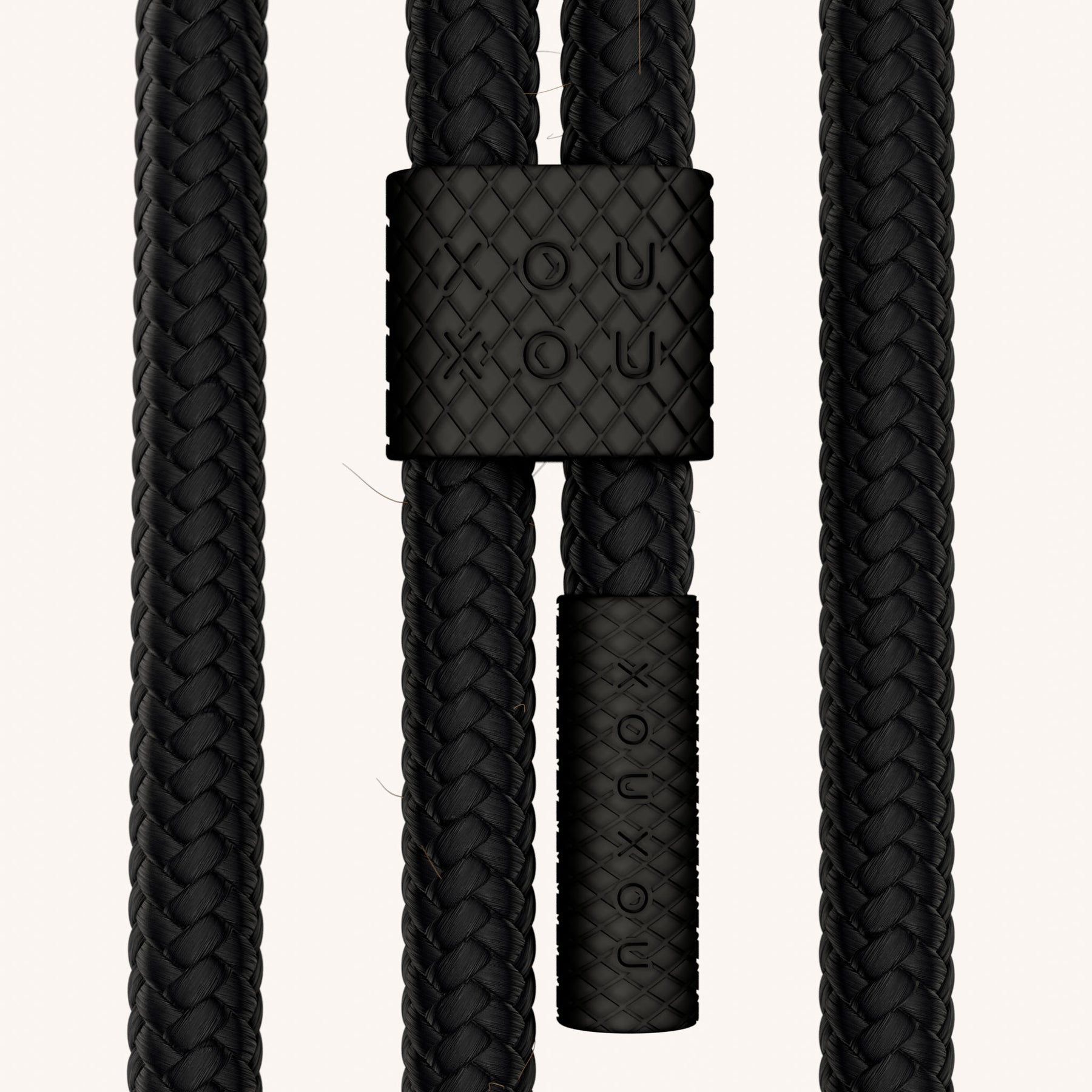 Phone Necklace with Carabiner Rope in Y2K Silver + Black