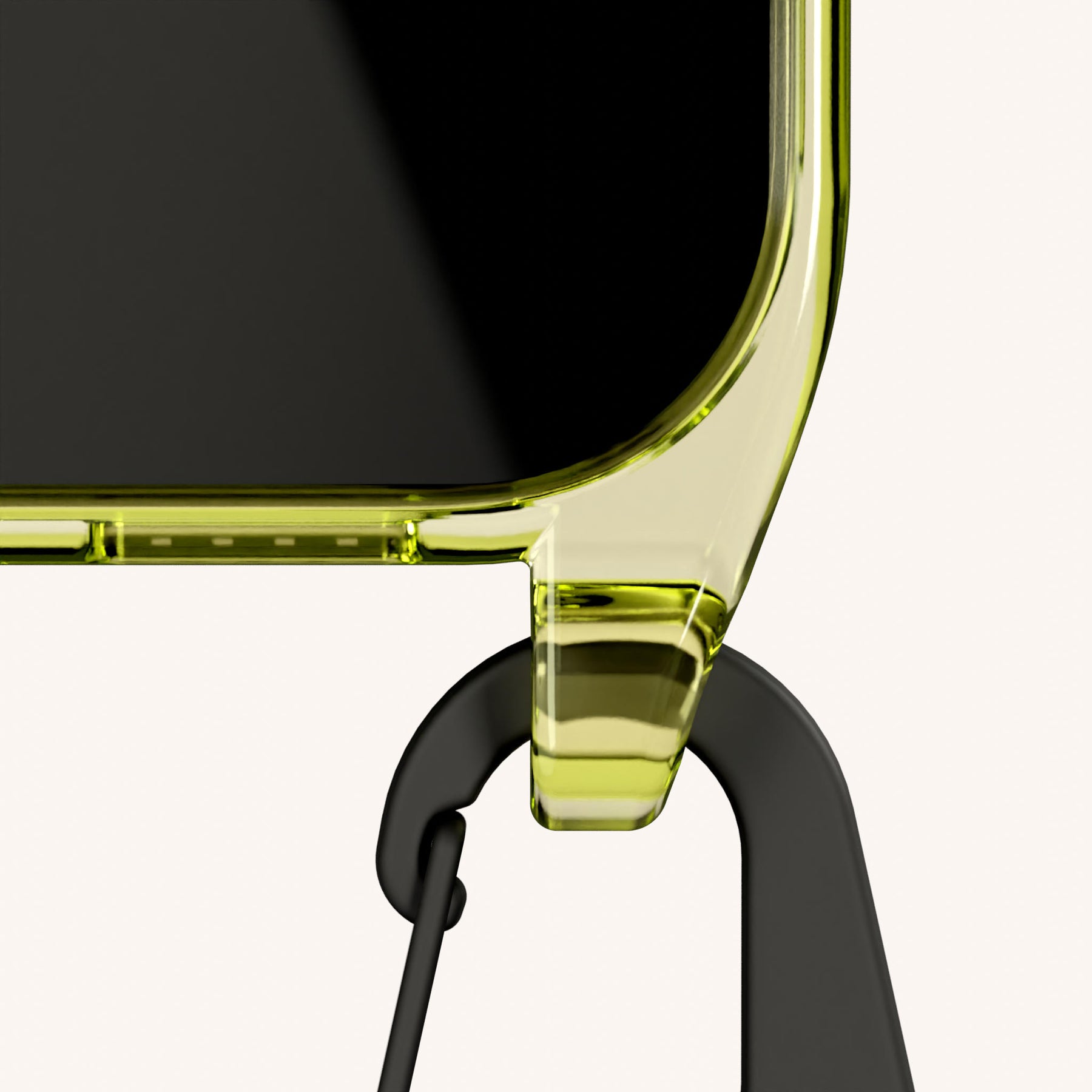 Phone Necklace with Carabiner Rope in Sunny Lime Clear + Black