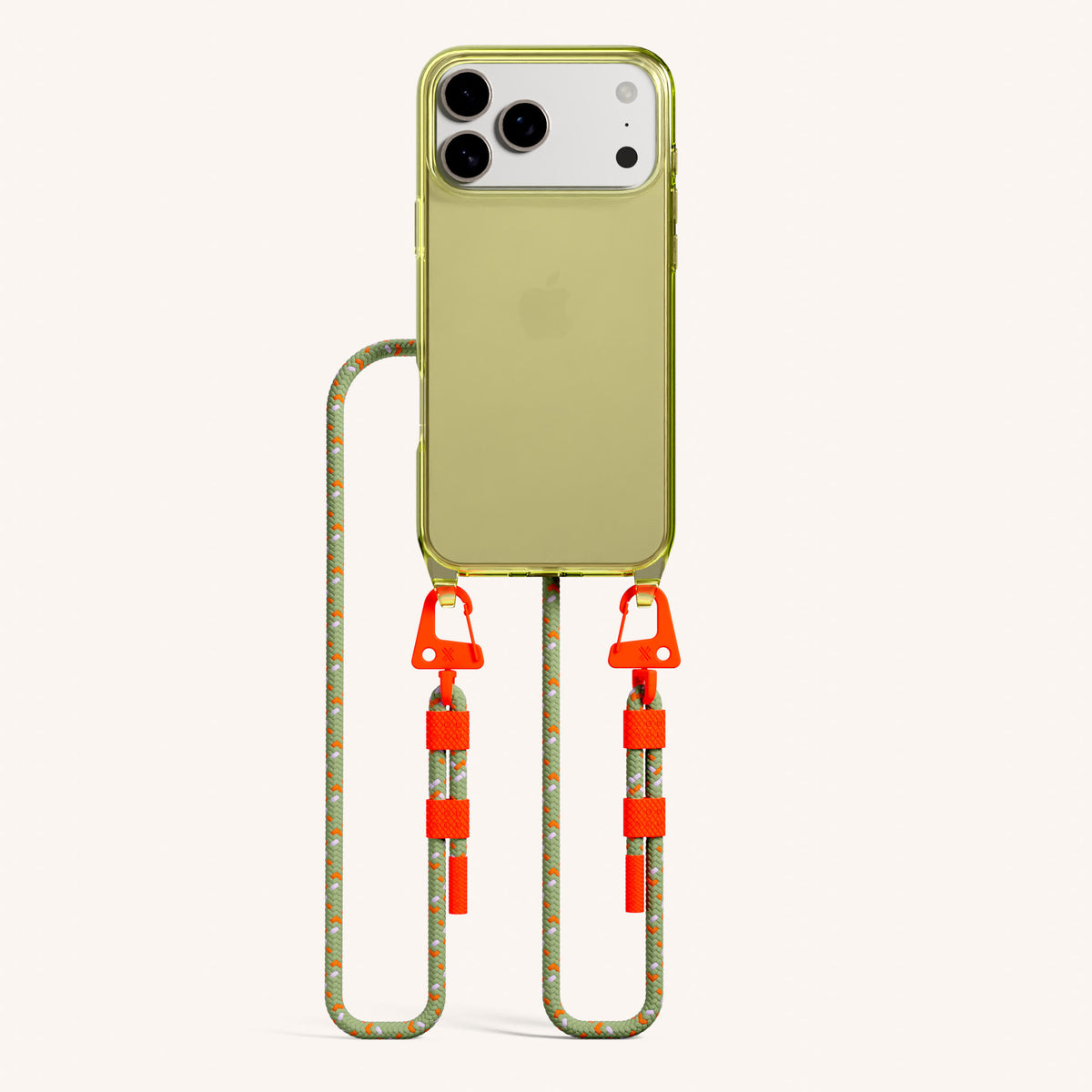 Phone Necklace with Carabiner Rope for iPhone 17 Pro Max without MagSafe in Sunny Total View | XOUXOU #phone model_iphone 17 pro max