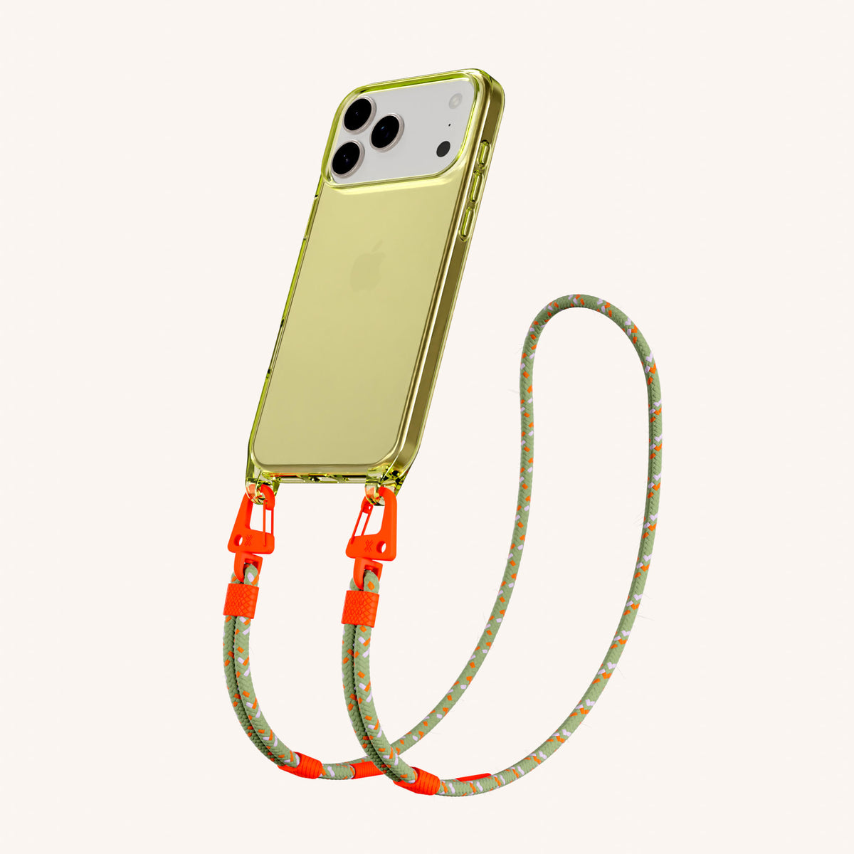 Phone Necklace with Carabiner Rope for iPhone 17 Pro Max without MagSafe in Sunny Total View | XOUXOU #phone model_iphone 17 pro max