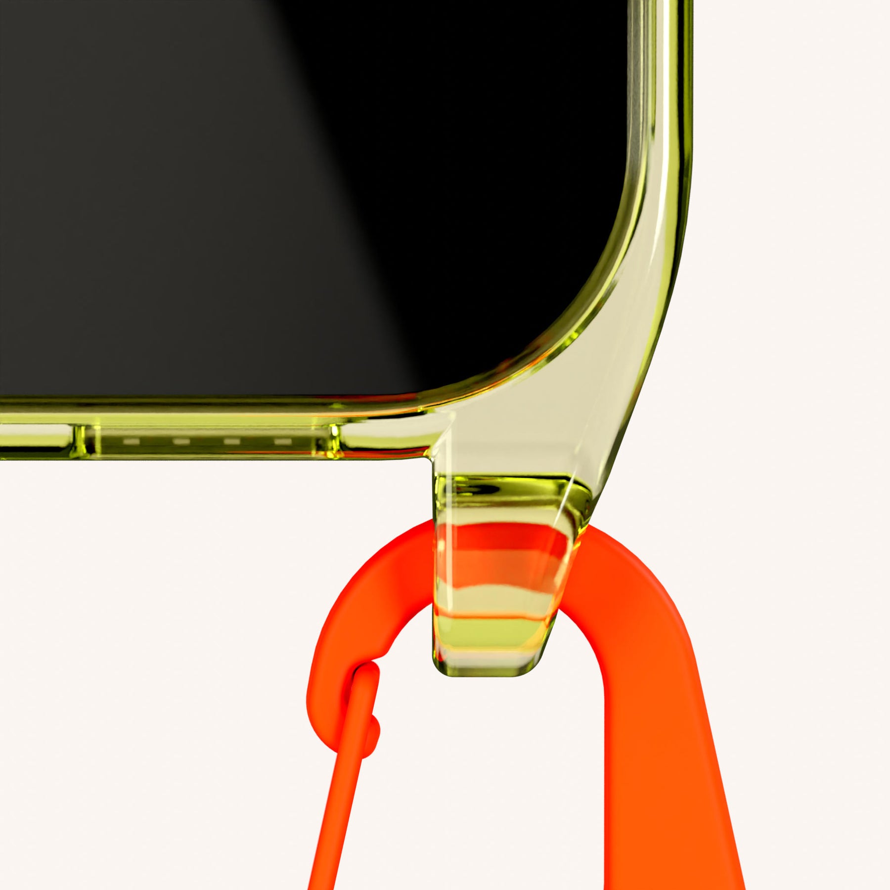 Phone Necklace with Carabiner Rope in Sunny Lime Clear + Orange Camouflage