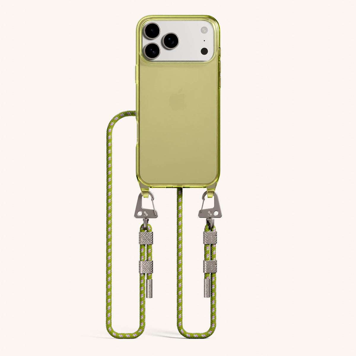 Phone Necklace with Carabiner Rope for iPhone 17 Pro Max without MagSafe in Sunny Total View | XOUXOU #phone model_iphone 17 pro max