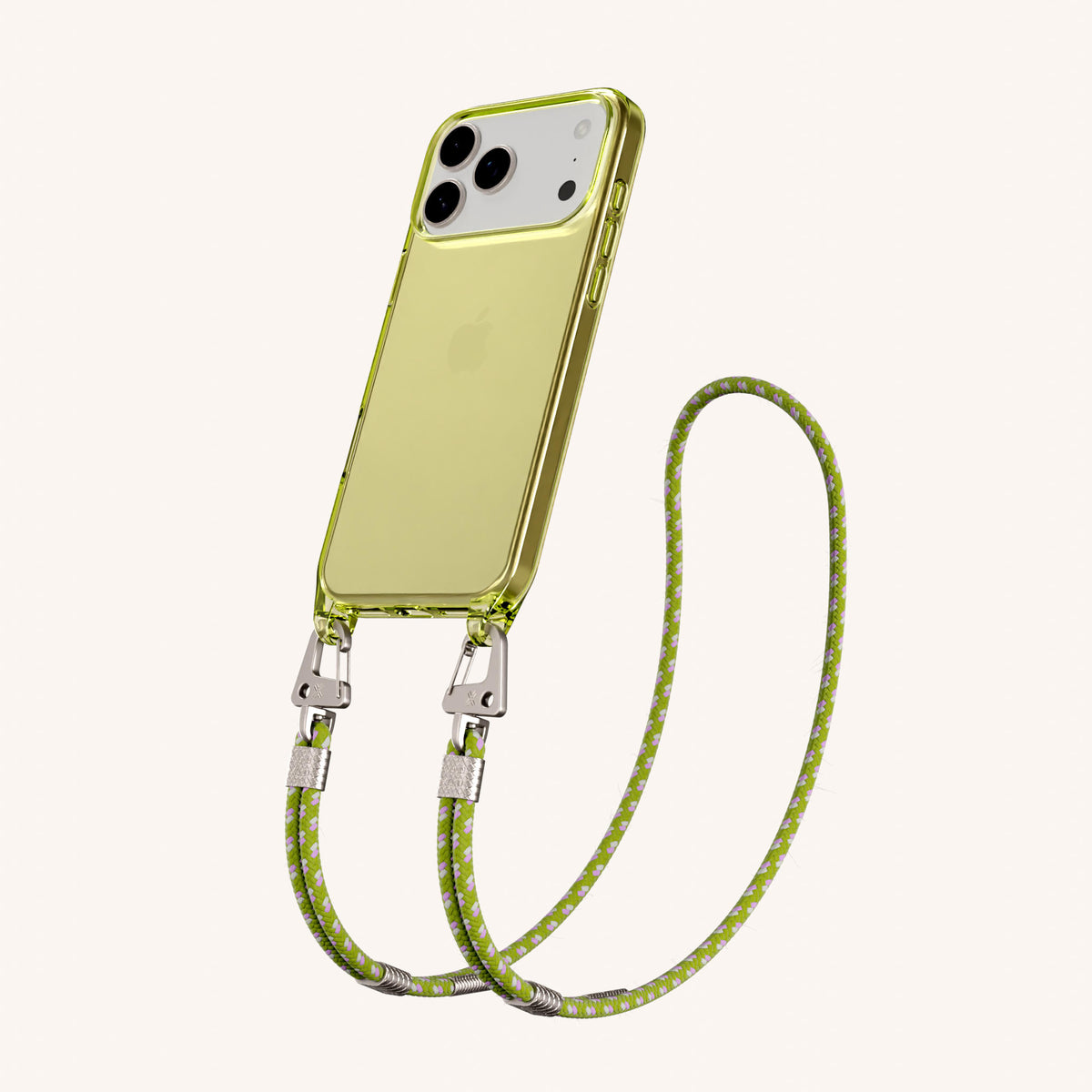 Phone Necklace with Carabiner Rope for iPhone 17 Pro Max without MagSafe in Sunny Total View | XOUXOU #phone model_iphone 17 pro max