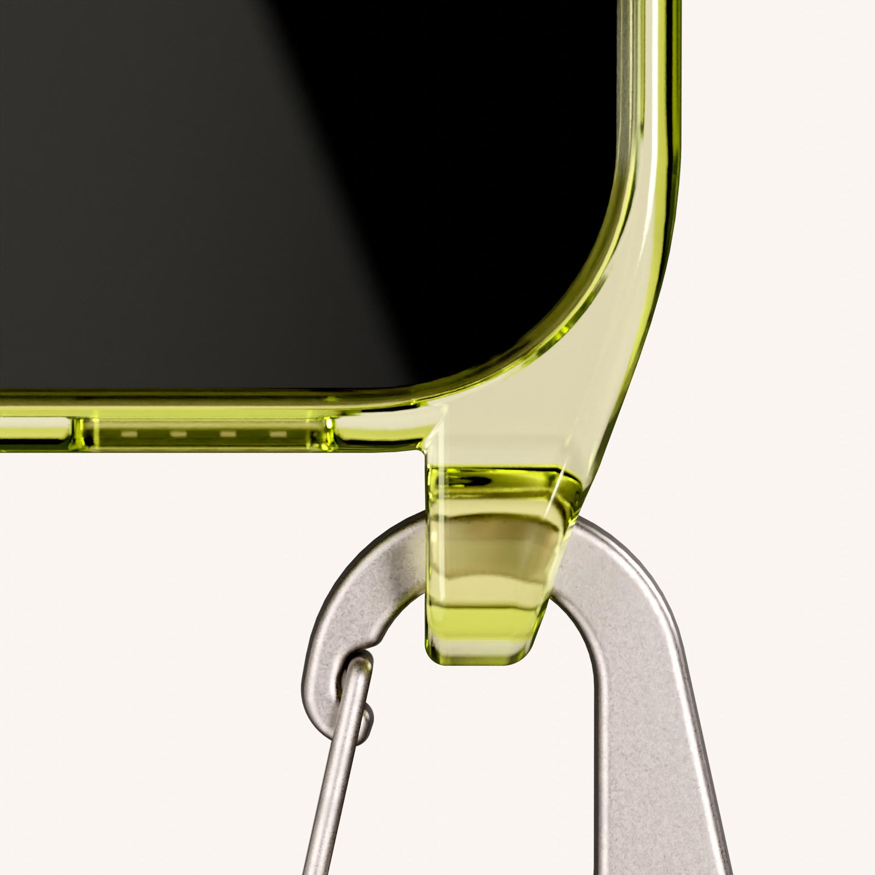 Phone Necklace with Carabiner Rope in Sunny Lime Clear + Spotted Olive