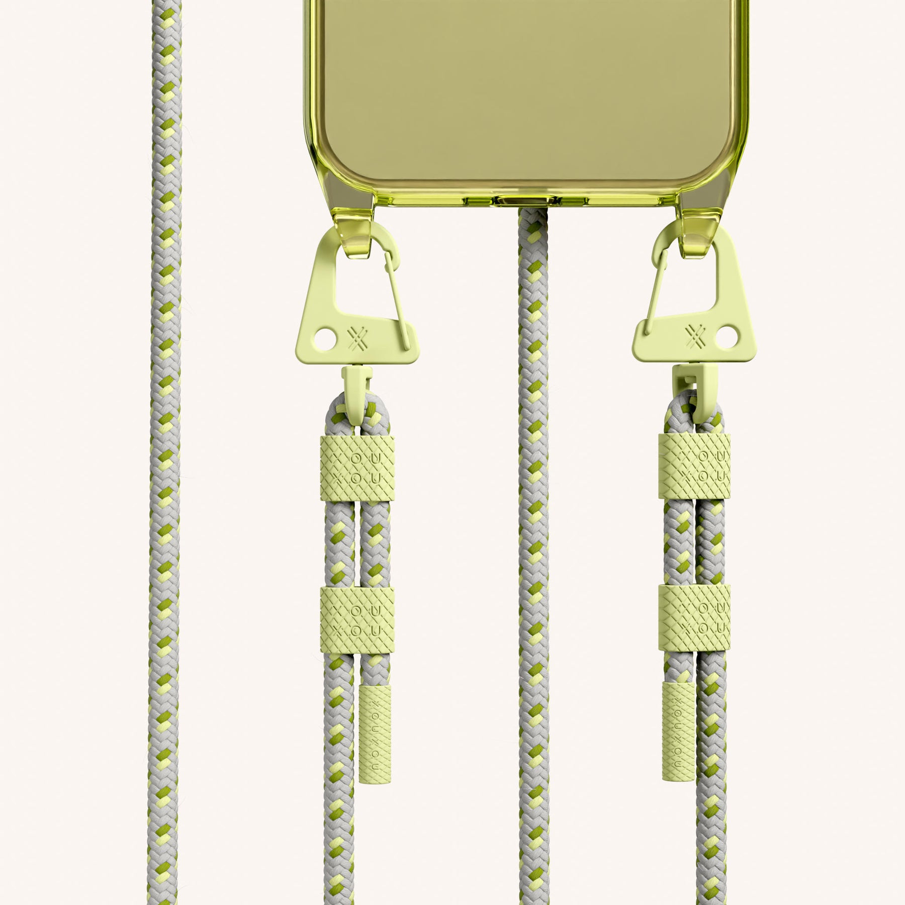 Phone Necklace with Carabiner Rope in Sunny Lime Clear + Spotted Y2K