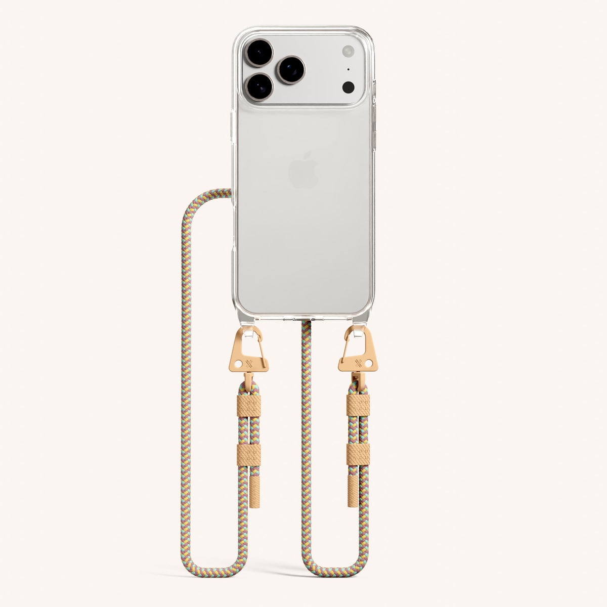 Phone Necklace with Carabiner Rope for iPhone 17 Pro without MagSafe in Clear and Palm Total View | XOUXOU #phone model_iphone 17 pro