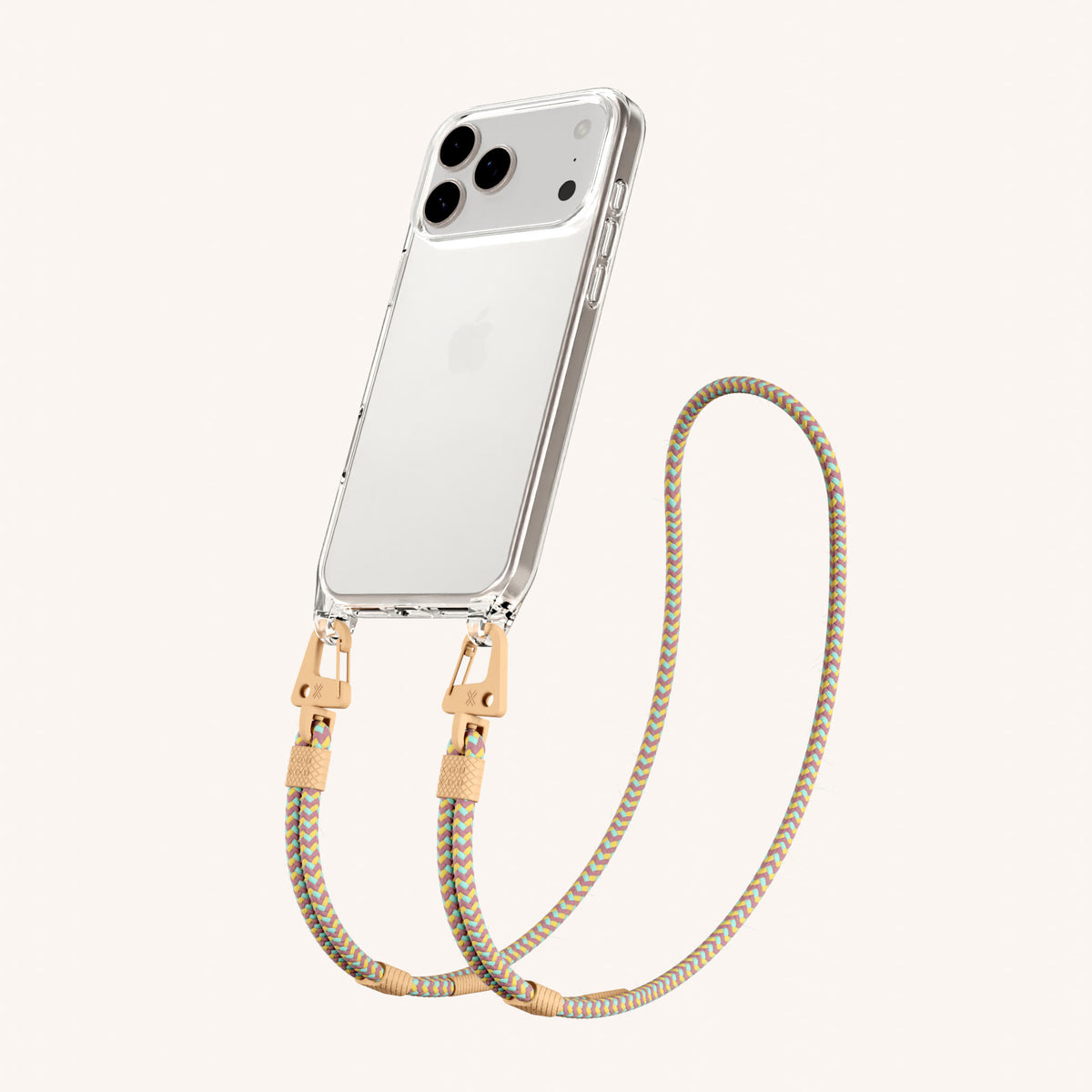 Phone Necklace with Carabiner Rope for iPhone 17 Pro without MagSafe in Clear and Palm Total View | XOUXOU #phone model_iphone 17 pro