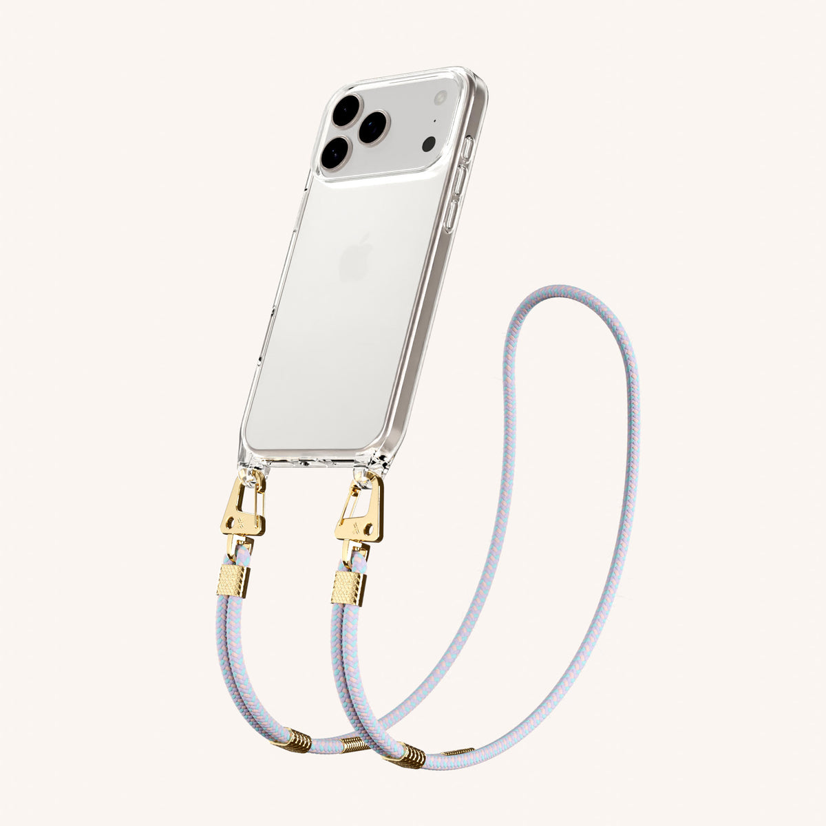 Phone Necklace with Carabiner Rope for iPhone 17 Pro without MagSafe in Clear and Vibrant Total View | XOUXOU #phone model_iphone 17 pro