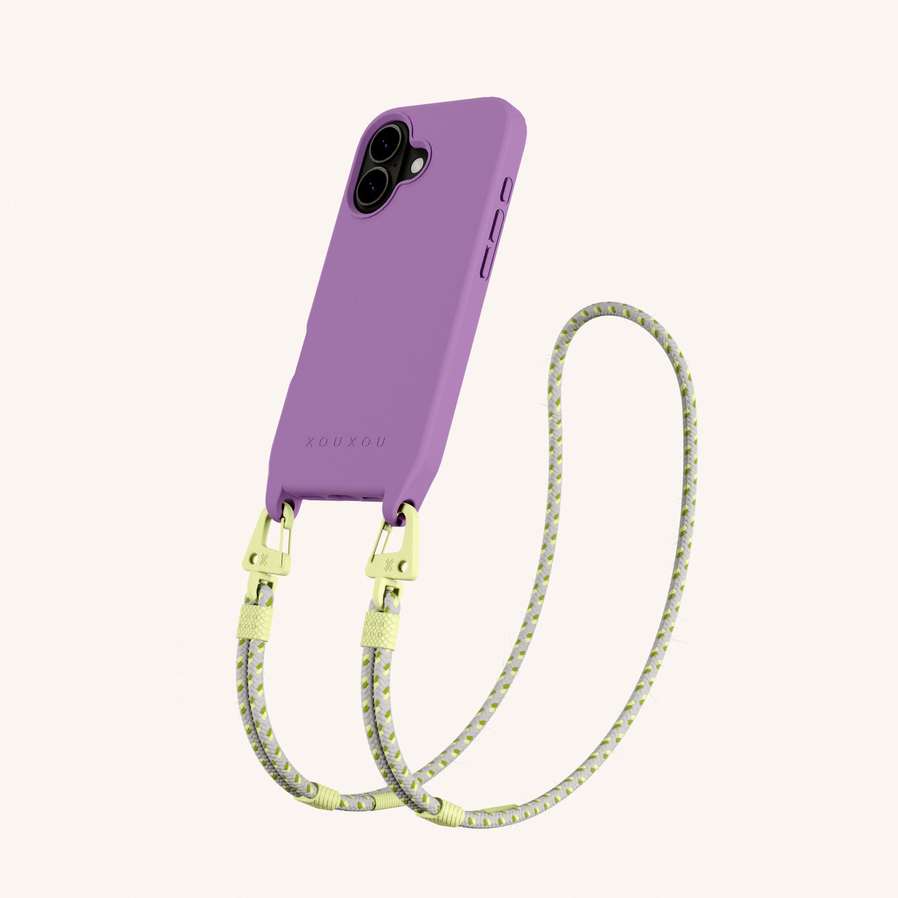 Phone Necklace with Carabiner Rope in Lavender + Spotted Y2K