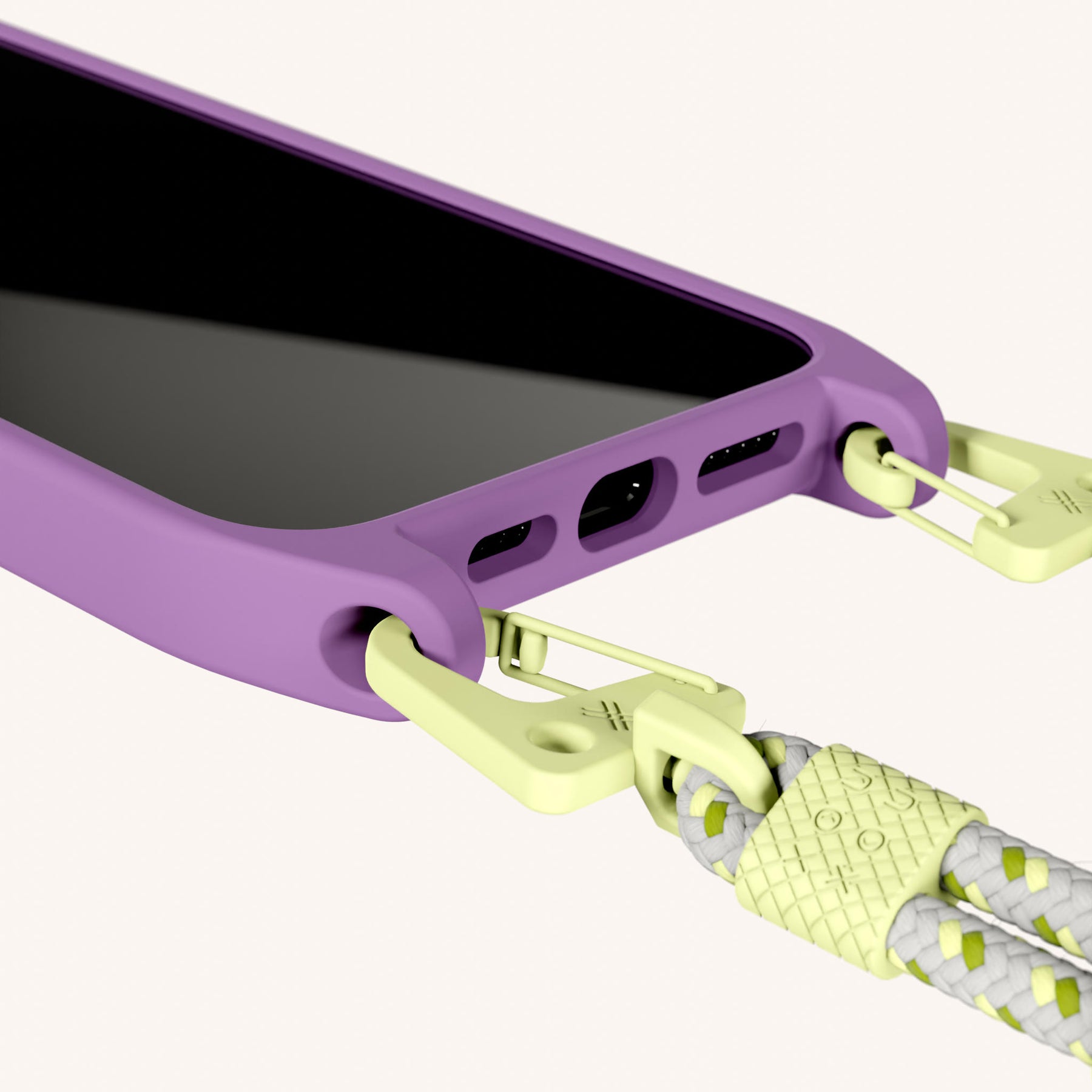 Phone Necklace with Carabiner Rope in Lavender + Spotted Y2K