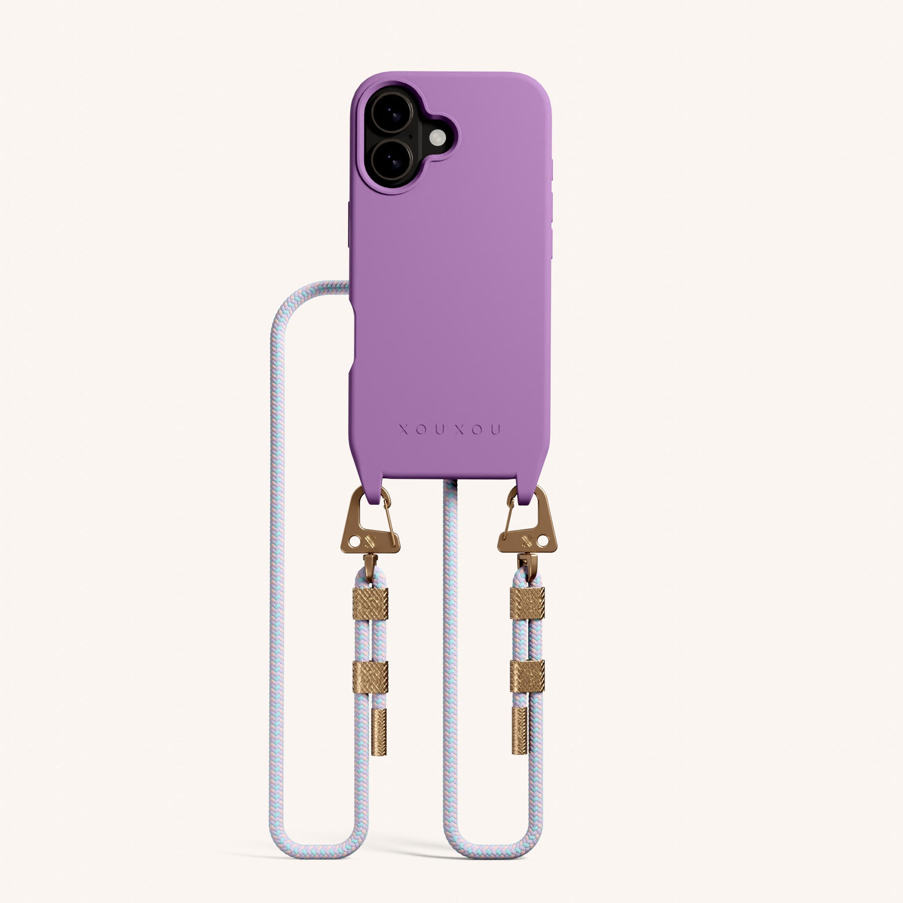 Phone Necklace with Carabiner Rope in Lavender + Vibrant Pastel