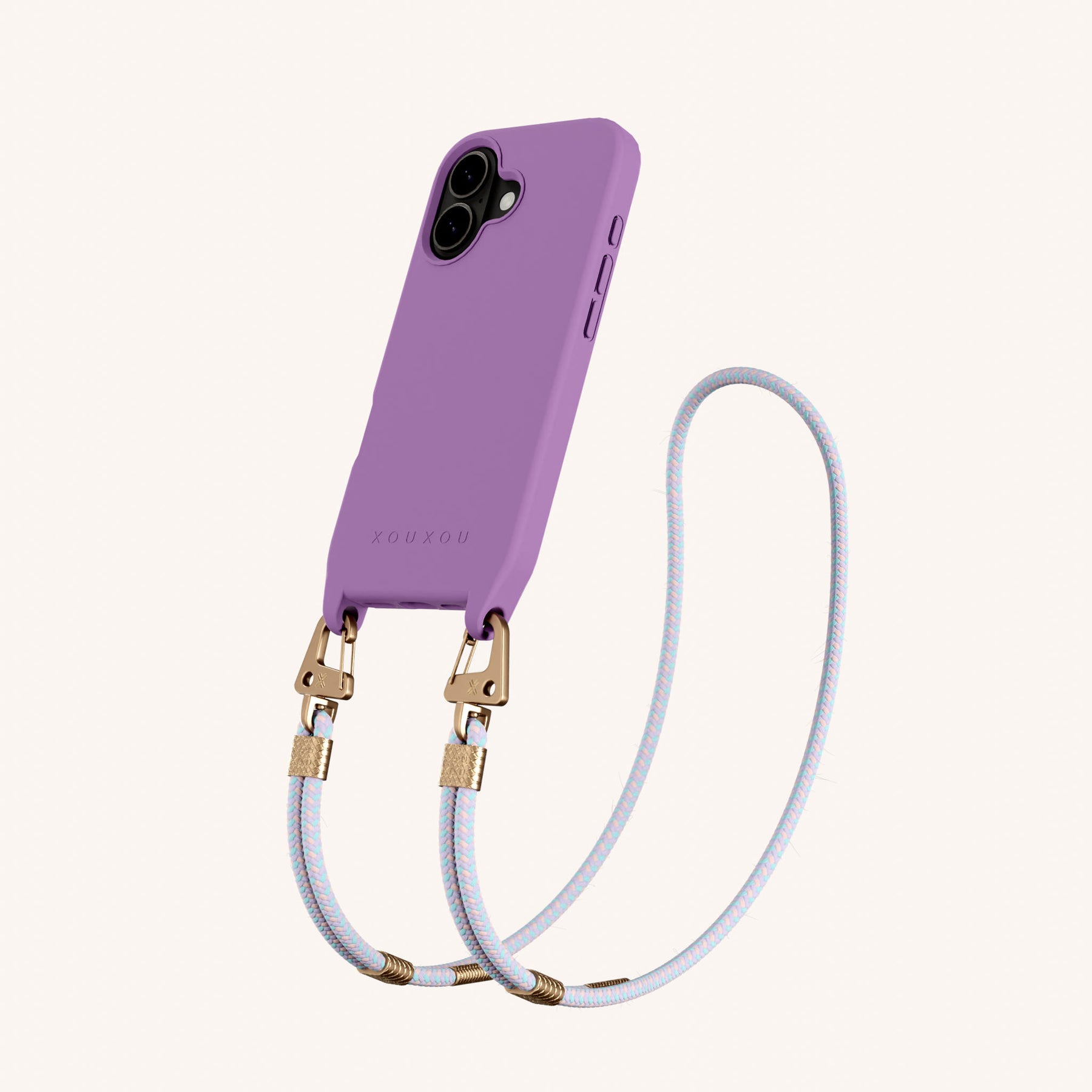 Phone Necklace with Carabiner Rope in Lavender + Vibrant Pastel