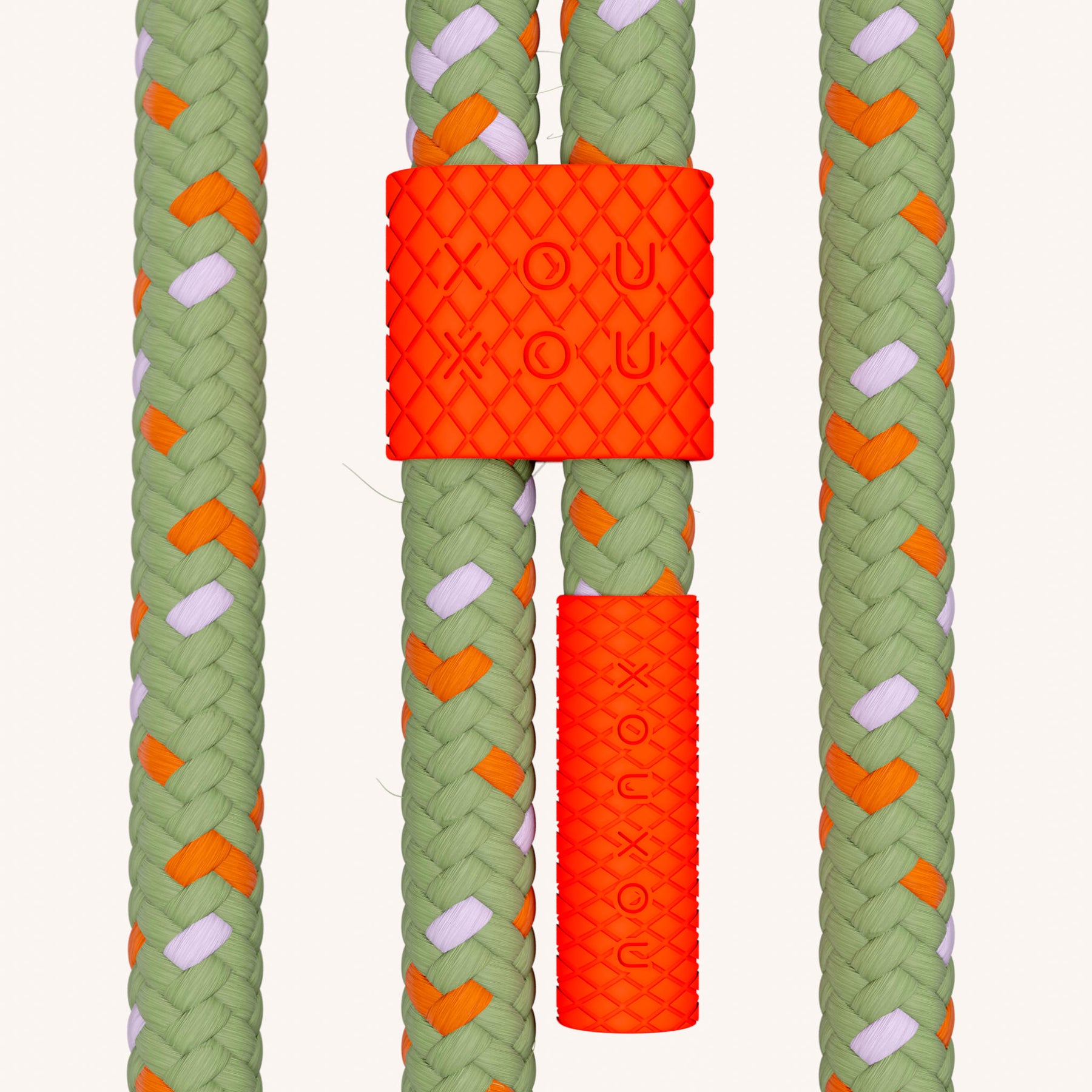 Phone Necklace with Carabiner Rope in Olive + Orange Camouflage