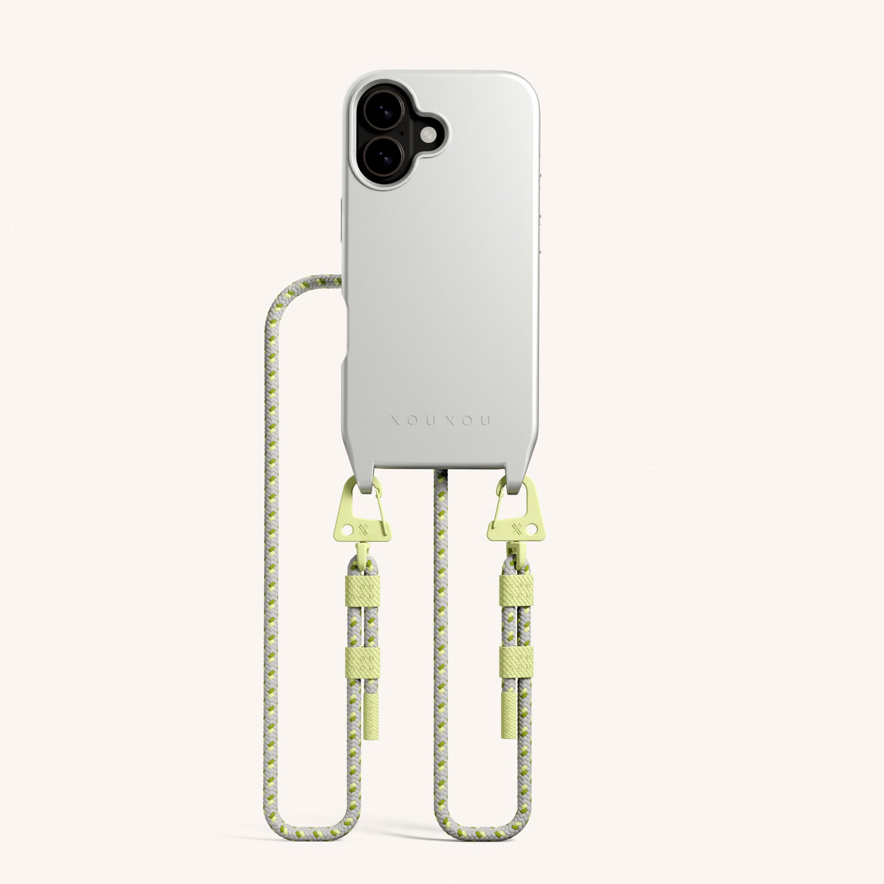Phone Necklace with Carabiner Rope in Y2K Silver