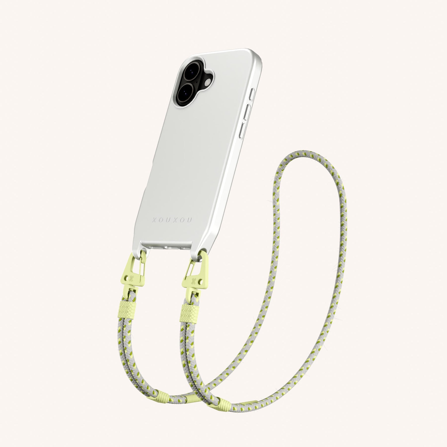 Phone Necklace with Carabiner Rope in Y2K Silver