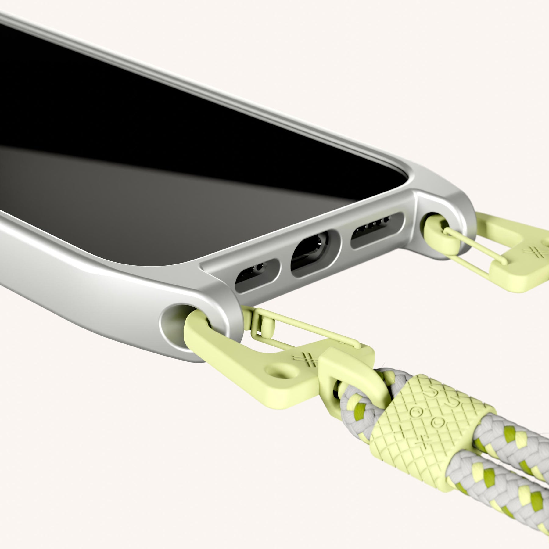 Phone Necklace with Carabiner Rope in Y2K Silver