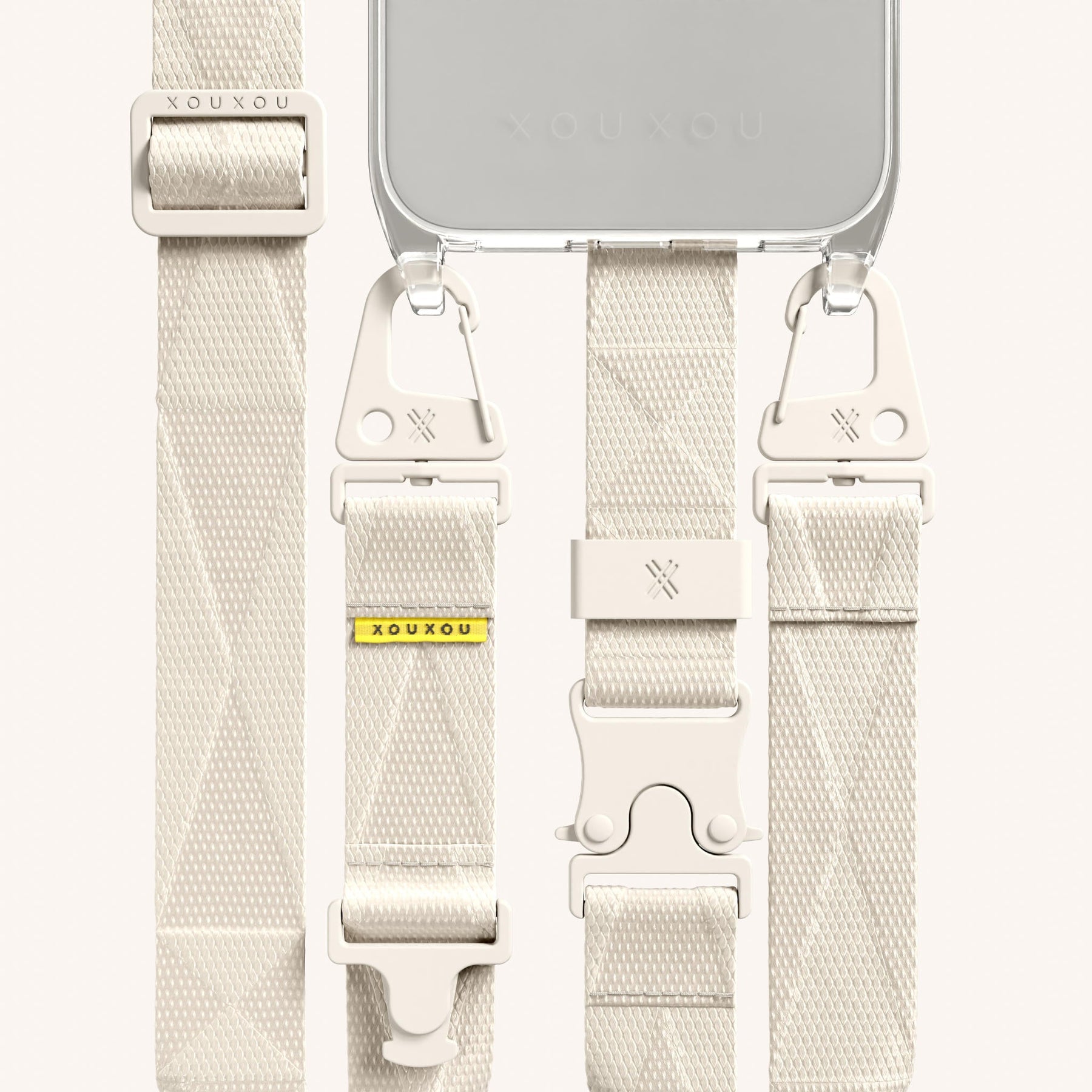 Phone Necklace with Lanyard in Clear + Chalk