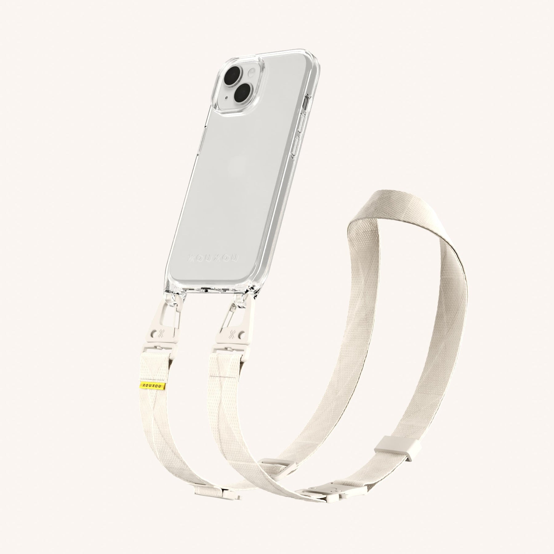 Phone Necklace with Lanyard in Clear + Chalk