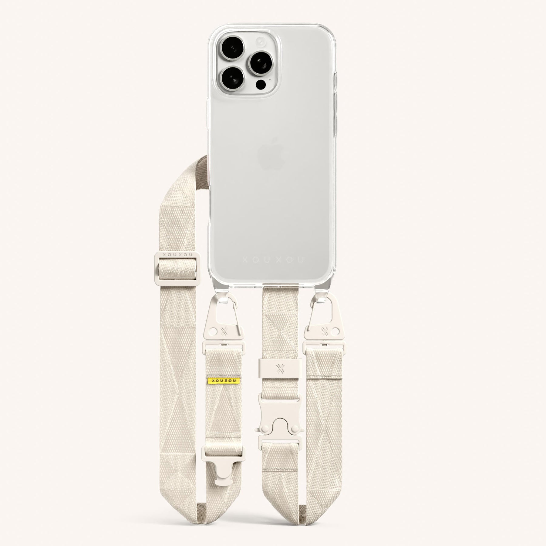 Phone Necklace with Lanyard in Clear + Chalk