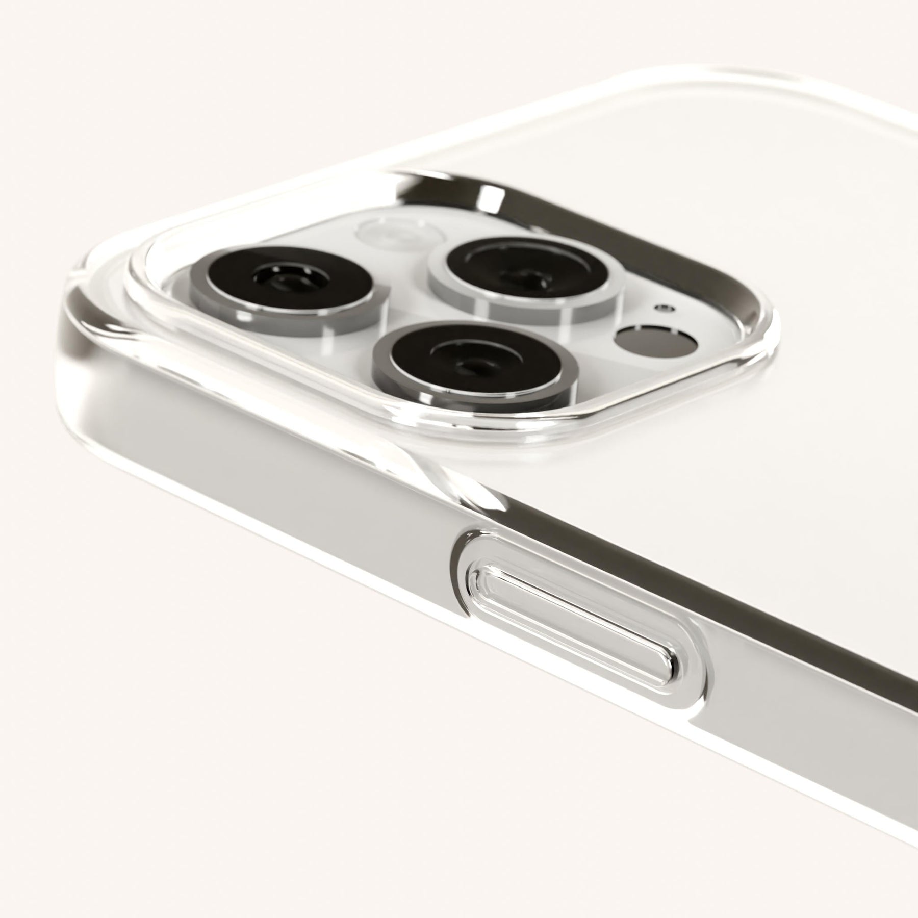 Phone Necklace with Slim Lanyard in Clear + Taupe