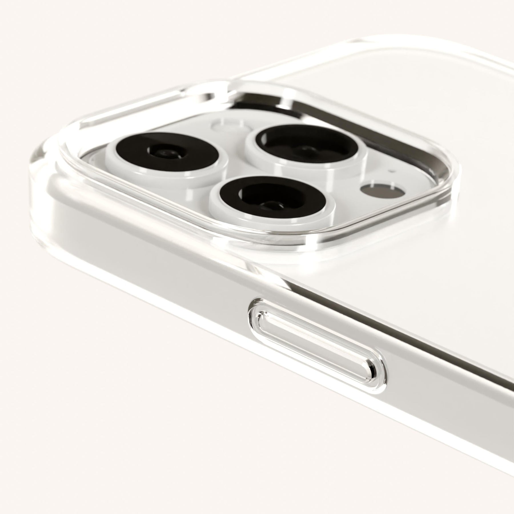 Phone Necklace with Slim Lanyard in Clear + Taupe