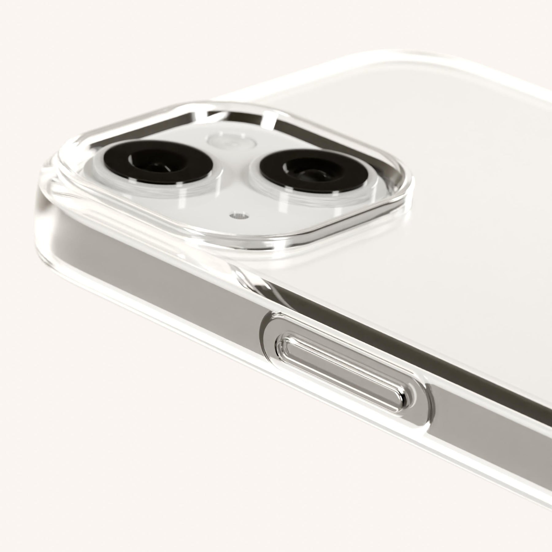 Phone Necklace with Slim Lanyard in Clear + Taupe