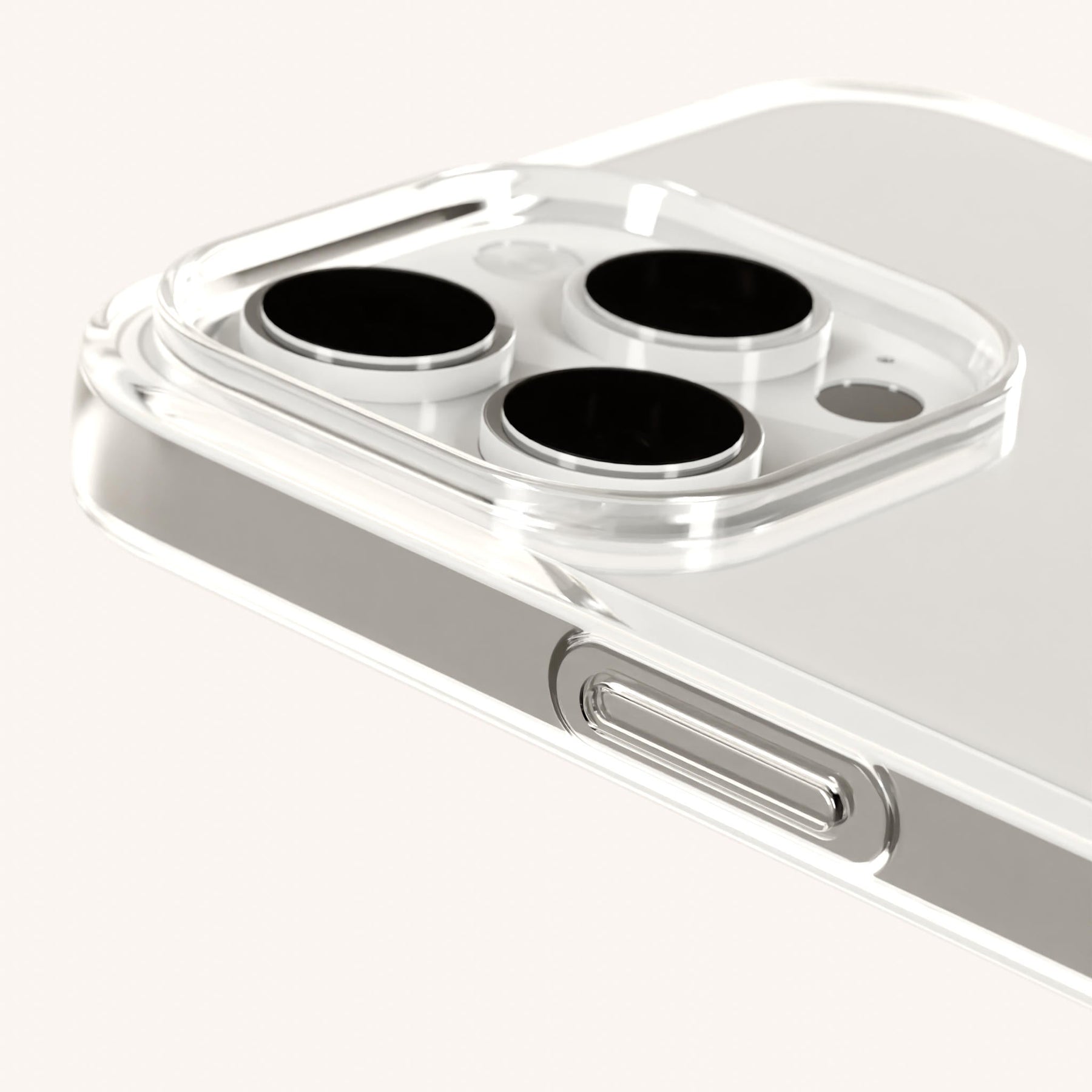 Phone Necklace with Slim Lanyard in Clear + Taupe