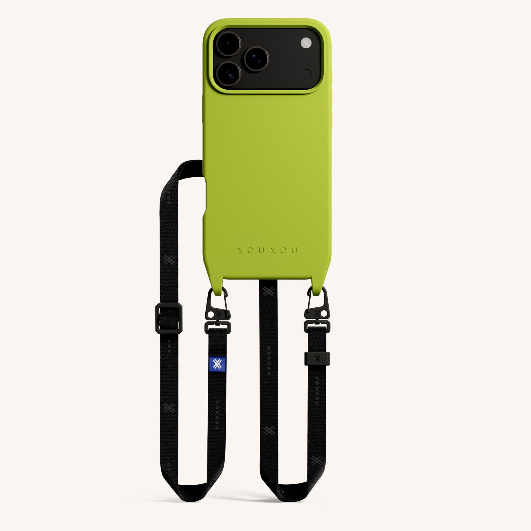 Phone Necklace with Slim Lanyard in Olive + Black