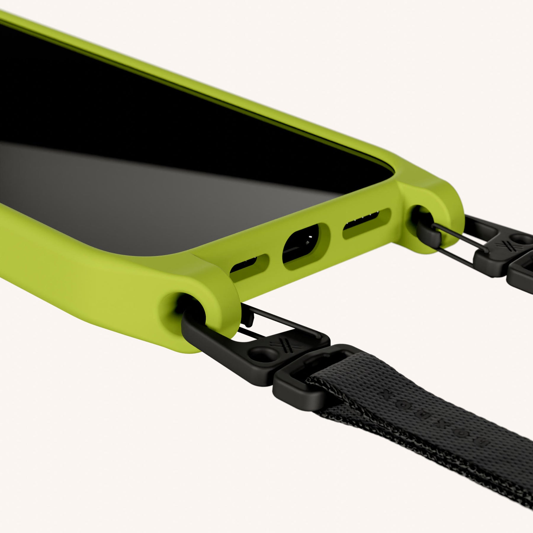 Phone Necklace with Slim Lanyard in Olive + Black