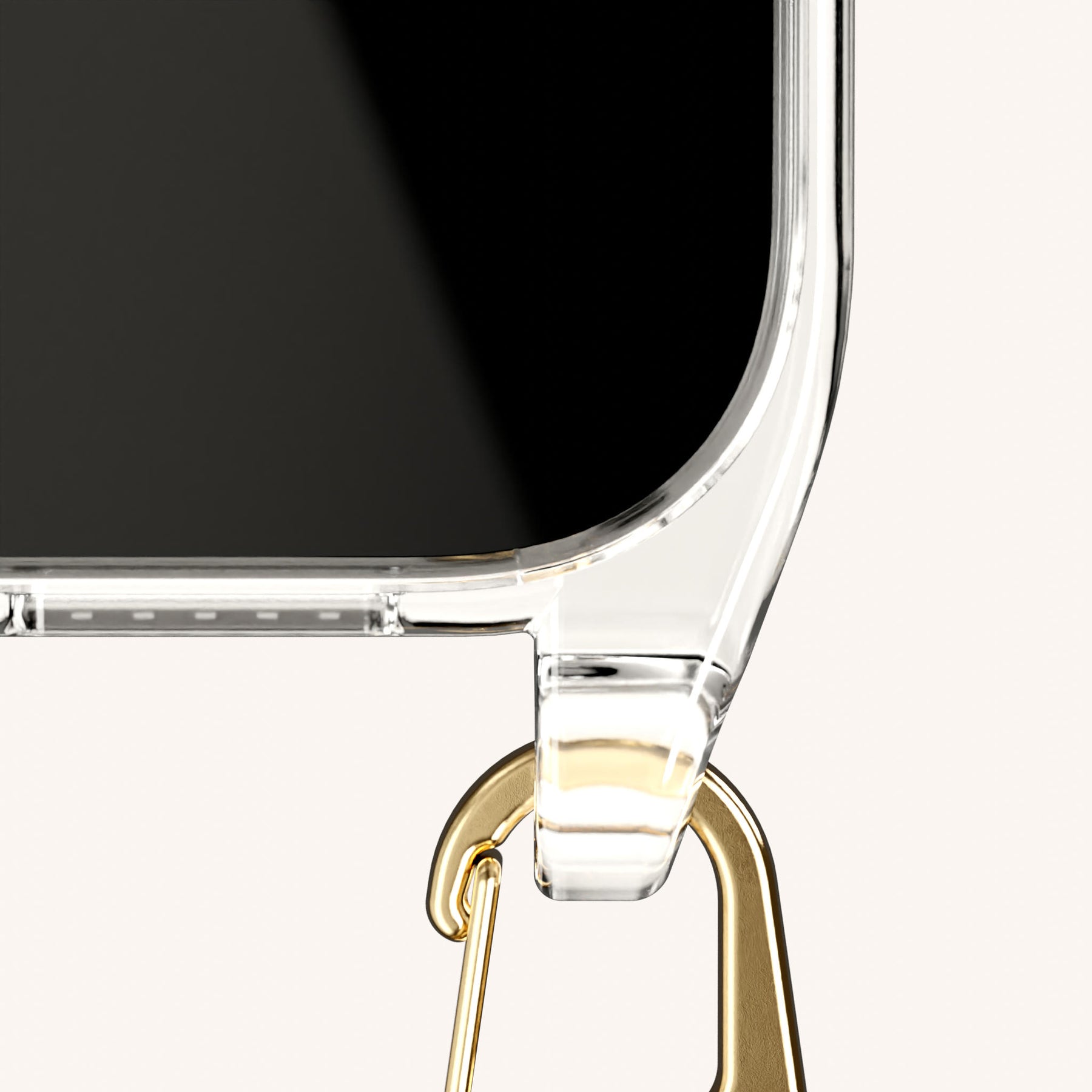 Phone Necklace with Slim Lanyard in Clear + Taupe