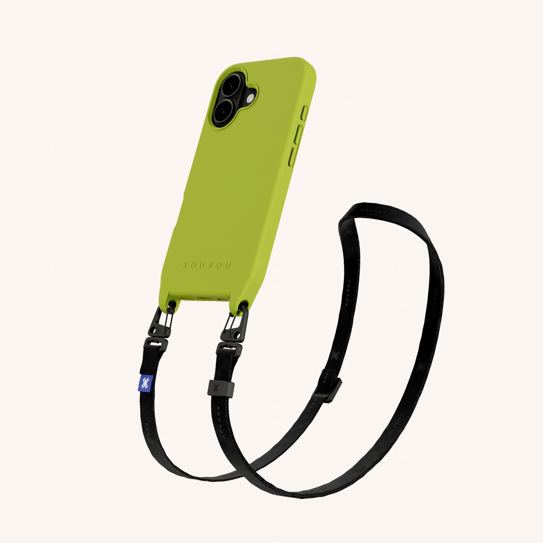 Phone Necklace with Slim Lanyard in Olive + Black