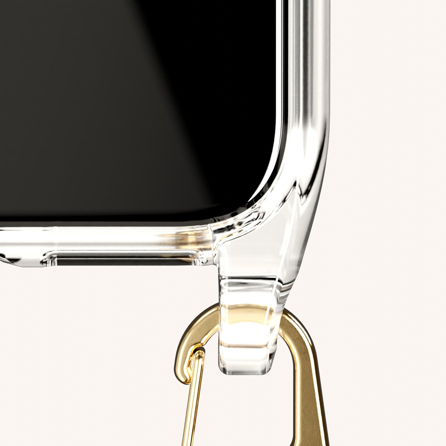 Phone Necklace with Slim Lanyard in Clear + Taupe