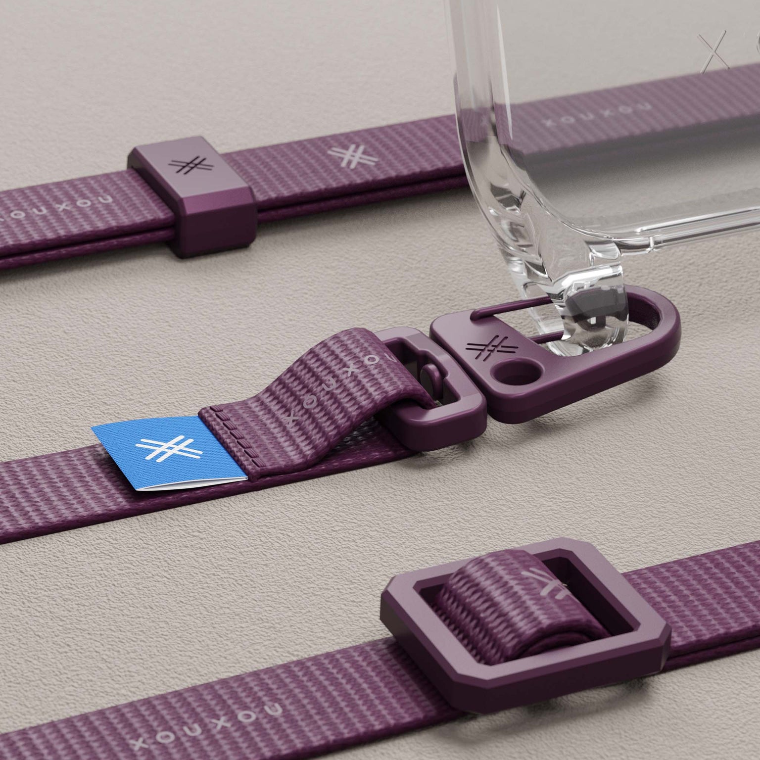 Crossbody iPhone Necklace Clear + Burgundy red | XOUXOU